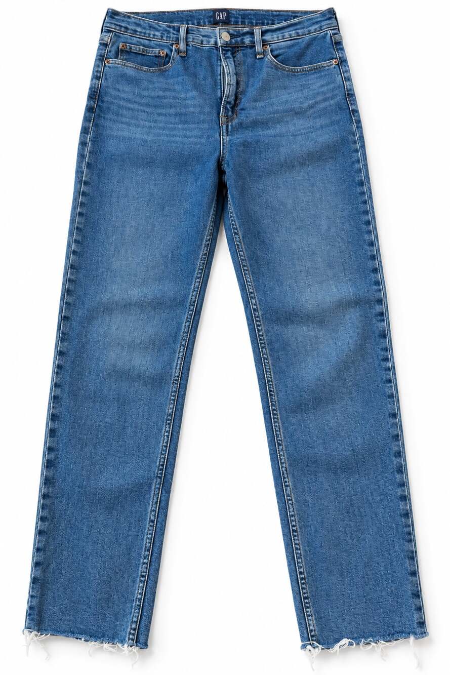 Gap Denim Cigarette Jeans Size 12/31T Blue Distressed Straight Leg (y)
